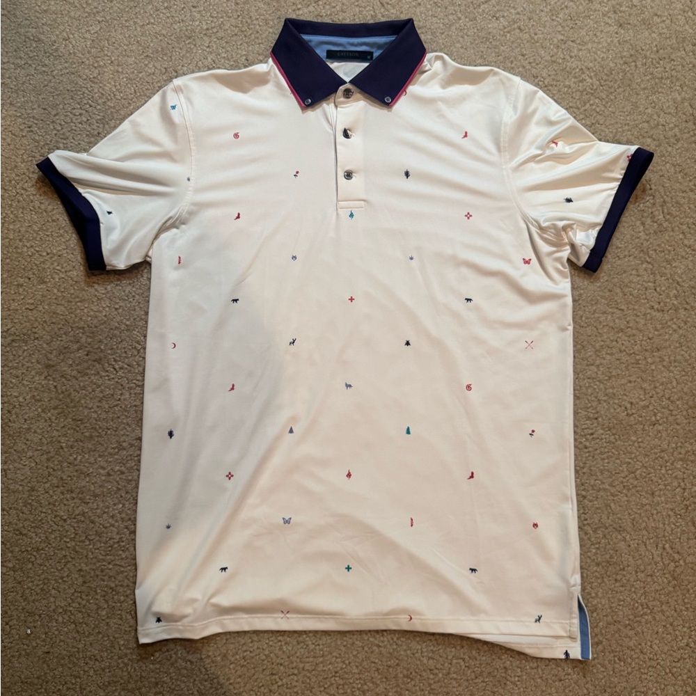 Greyson Polo Shirt with Purple Accents - M